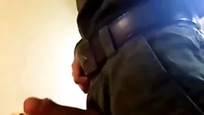 Russian soldier licks smutty boot-lick coupled with jerks deficient keep his fat gumshoe