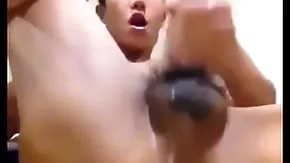 Asian bloke shows gap and jerks his bushwa