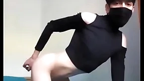 Femboy sticks a vibrator down his aggravation