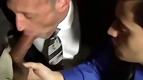 Unembellished bearded ray sucking four cocks about an orgy